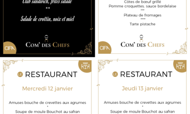 Menus restaurant Com'des Chefs et Brasserie 10/01/22/2022 au 13/01/2022