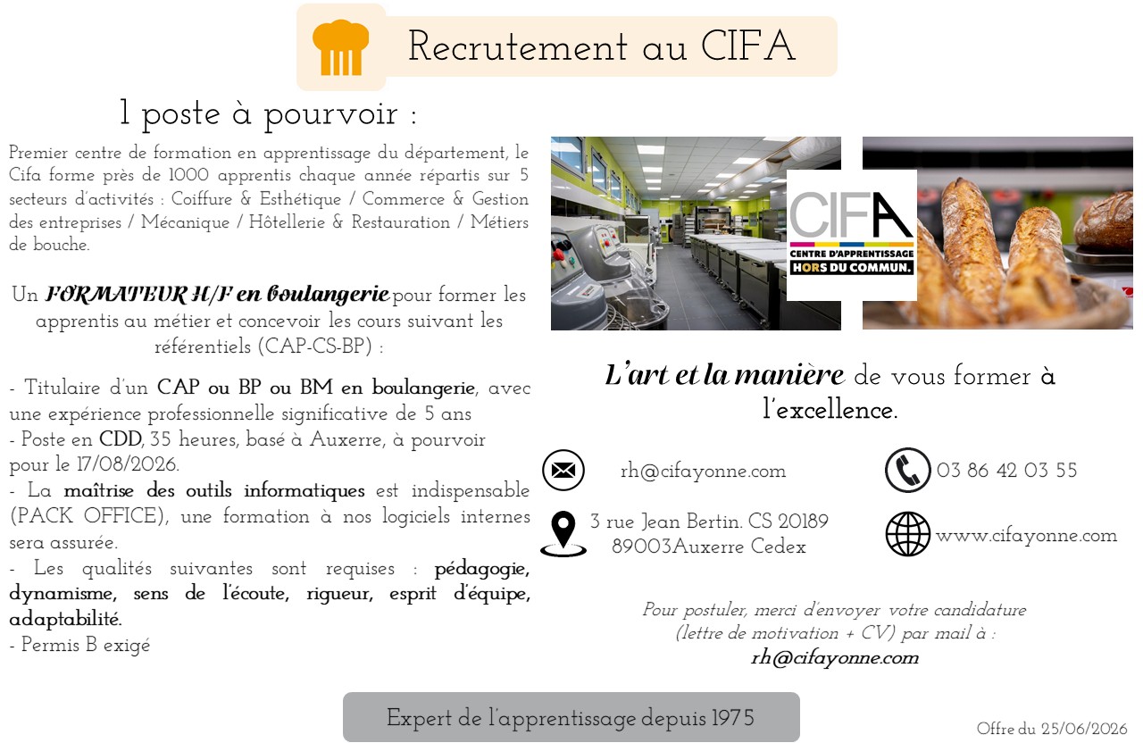 Formateur en Boulangerie H/F